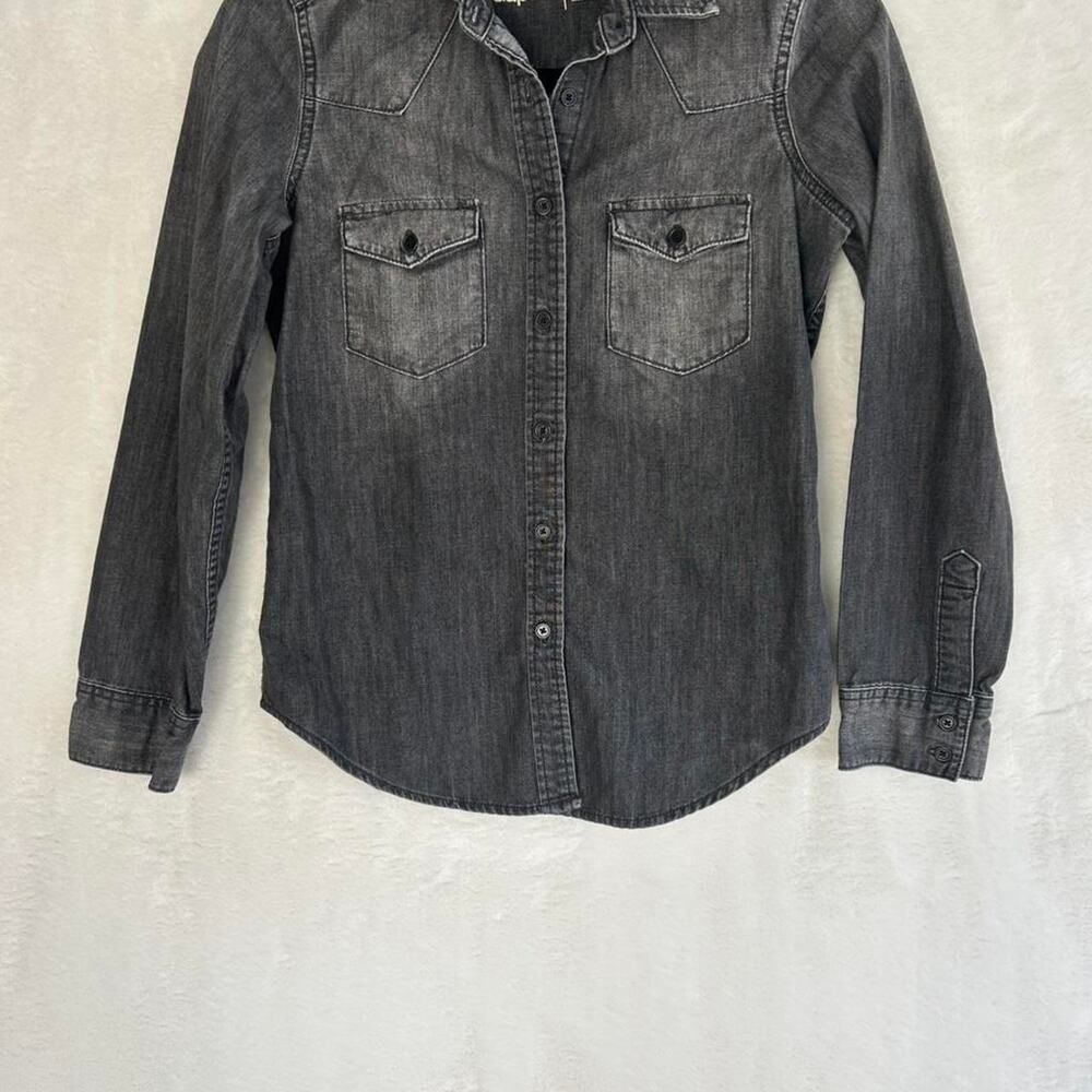 Gap 1969 Western Denim Shirt‎ Womens XS Black Wash Long Sleeve Button Up Cotton